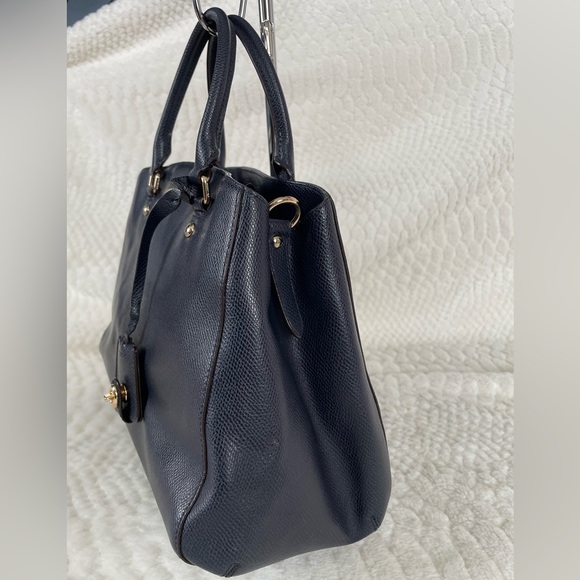 Coach Small Margot Carryall F34607 Navy Crossgrain Leather Satchel Crossbody - Picture 7 of 15